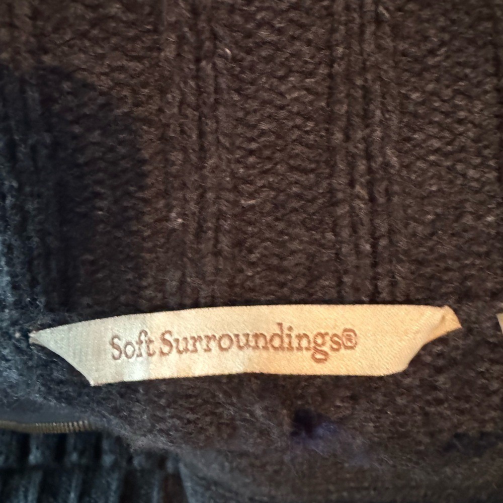 Soft Surroundings Women Oversized Sweater Full Zip XL Petite Indie Scandi Chunky - Picture 4 of 7